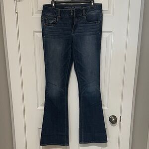 American Eagle Outfitters Women's Artist Flare Jeans in Deep Blue